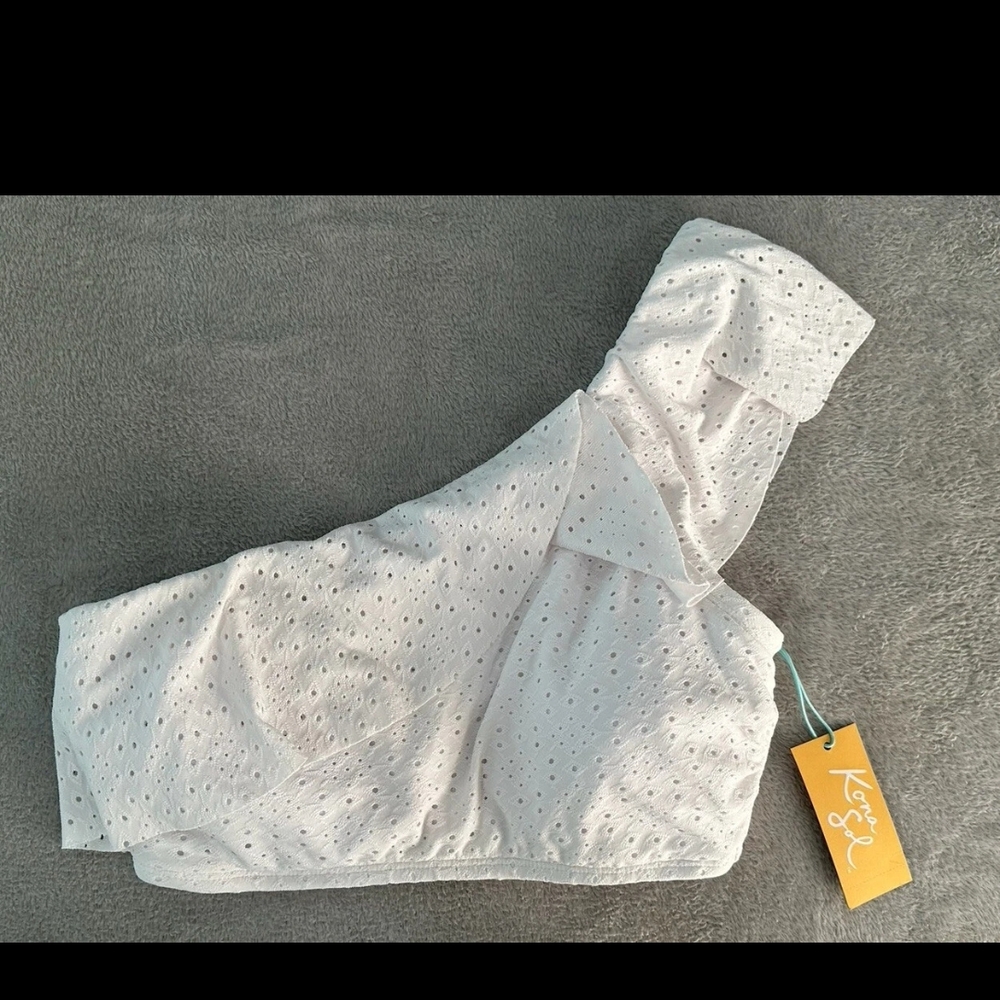 Kona Sol White One-Shoulder Swim Top